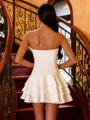 Tier-ly Delightful White A-line Straight Cascading Ruffles Short/Mini Dress