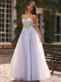 Perfect A-Line Sweetheart Appliques Lace Floor-Length Tulle Corset Prom Dress
