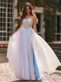 Perfect A-Line Sweetheart Appliques Lace Floor-Length Tulle Corset Prom Dress