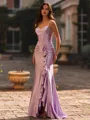 Trendy Sheath Spaghetti Straps Ruffles Floor-Length Corset Prom Dress