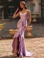 Trendy Sheath Spaghetti Straps Ruffles Floor-Length Corset Prom Dress