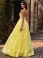 Hot A-Line Sweetheart Appliques Lace Floor-Length Tulle Corset Prom Dress