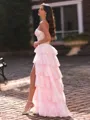 Elegant A-Line Sweetheart Appliques Lace Floor-Length Tulle Corset Prom Dress