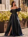 Mesmerizing A-Line Straight Short Sleeves Sweep Train Corset Prom Dress