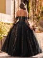 Aristocratic A-Line Sweetheart Long Sleeves Appliques Lace Floor-Length Tulle Corset Prom Dress