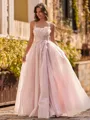 Magnificent A-Line Spaghetti Straps Flower Floor-Length Tulle Corset Prom Dress