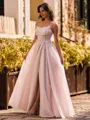 Magnificent A-Line Spaghetti Straps Flower Floor-Length Tulle Corset Prom Dress
