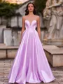 Unique A-Line Sweetheart Sweep Train Corset Prom Dress