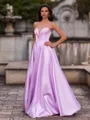 Unique A-Line Sweetheart Sweep Train Corset Prom Dress