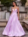 Unique A-Line Sweetheart Sweep Train Corset Prom Dress