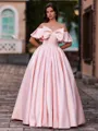 Stunning Ball-Gown Off-the-Shoulder Bow Floor-Length Corset Prom Dress