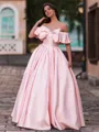 Stunning Ball-Gown Off-the-Shoulder Bow Floor-Length Corset Prom Dress