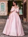 Stunning Ball-Gown Off-the-Shoulder Bow Floor-Length Corset Prom Dress