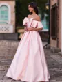Stunning Ball-Gown Off-the-Shoulder Bow Floor-Length Corset Prom Dress