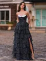 Glamorous A-Line Sweetheart Cascading Ruffles Floor-Length Corset Prom Dress