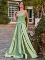 Perfect A-Line Straight Sequin Floor-Length Silk Like Satin Corset Prom Dress