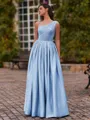 Pretty A-Line One-Shoulder Beading Floor-Length Charmeuse Corset Prom Dress
