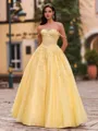 Glamorous A-Line Off-the-Shoulder Appliques Lace Floor-Length Tulle Corset Prom Dress