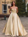Opulent A-Line Sweetheart Sequin Floor-Length Satin Corset Prom Dress