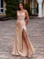 Stunning Sheath V-Neck Beading Floor-Length Corset Prom Dress