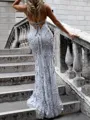 Sheath/Column V-Neck Sleeveless Sweep Train Unique Prom Dress