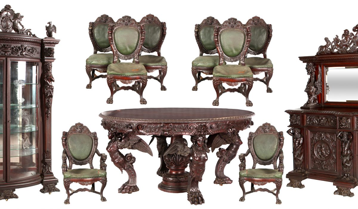 Monumental R.J. Horner Figural Mahogany Set Sold for $100,300