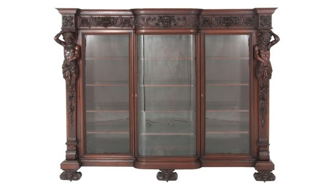 R.J. Horner Mahogany Atlas Bookcase