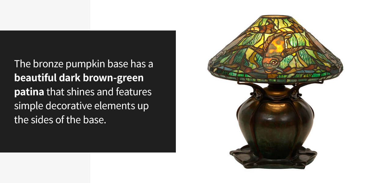Tiffany Studios leaded glass aquatic fish lamp