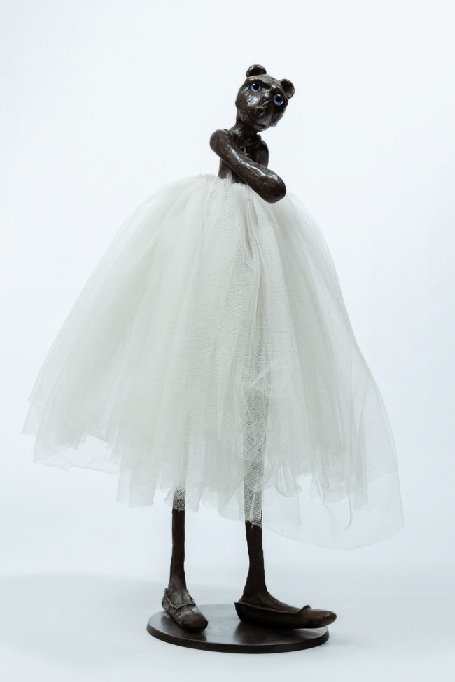 Photo of a bronze and tulle sculpture by Patrick O'Reilly