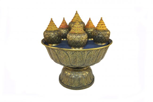 A rare and fine sliver-gilt betel nut set (Southeast Asia)