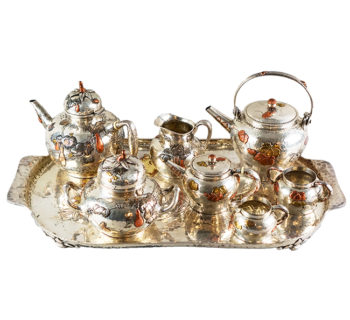 Tiffany & Co. Japonesque Silver Tea Set & Tray