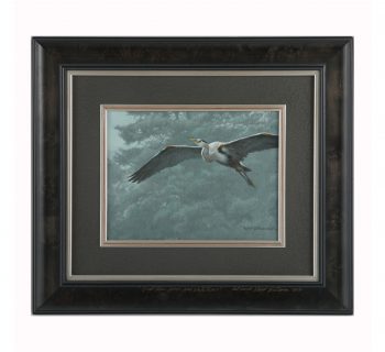 Robert Bateman’s “Great Blue Heron and White Pines” Original