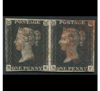 Great Britain 1840 #1 1 Penny Black Imperf Pair