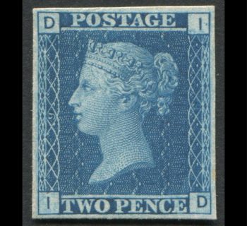 Great Britain 1858 - 69 #29b Plate 9 2 Pence Blue Imperf Proof VF