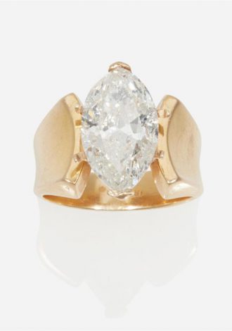 Lot 1037: 14k Yellow Gold Diamond Ring $10,000-15,000 Sold $25,000