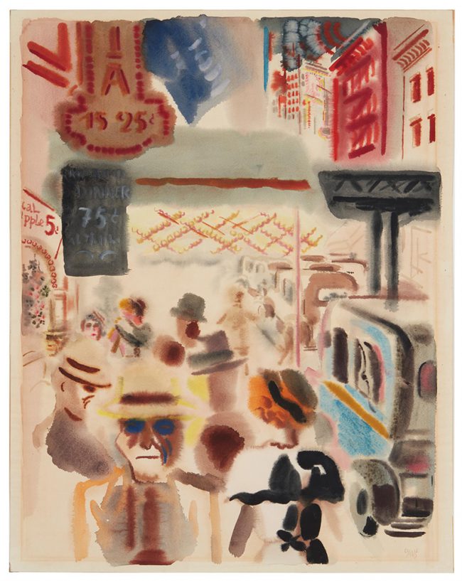Lot 4: New York, Downtown Manhattan, George Grosz (1893-1959) $18,000-25,000 Sold: $31,250
