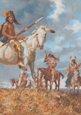 Lot 54: The Kiowas, Ned Jacob (b. 1938) Oil on canvas, $2,000-$3,000 Sold $9,375