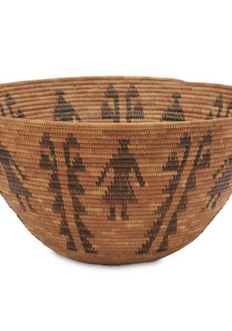 Lot 110: Yokuts Polychrome Pictorial Basket $1,200-1,800 Sold $5,312.50