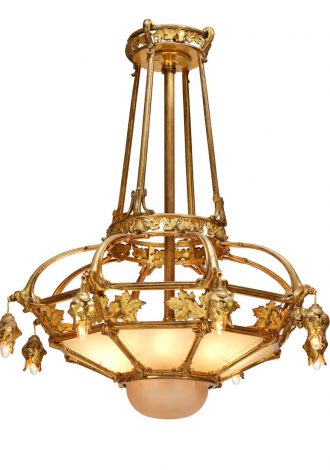 Lot 3039: Art Nouveau Gilt-Bronze Chandelier $500-700 Sold: $3,125.00