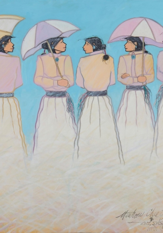 Lot 5106: Anthony Chee Emerson, (b 1963, American) Native American Women Standing with Umbrellas, 1980 $1,000-$2,000