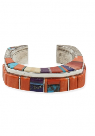 Lot 5072: A Wes Willie Mosaic Inlay Cuff, (b. 1957, Diné) $1,200-$1,800