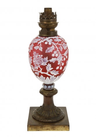 A Thomas Webb & Sons Victorian cameo glass oil lamp $1,500-$2,000