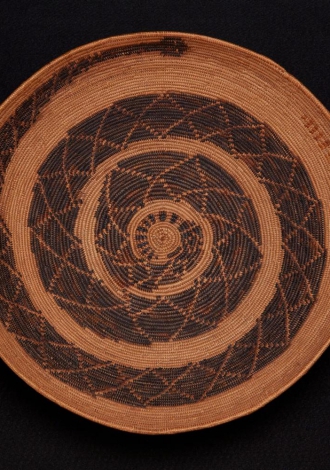 Lot 103: A Polychrome California Mission Rattlesnake Basket $5,000-$7,000 Sold: $29,250.00
