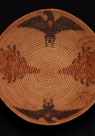 Lot 114: A Polychrome California Mission Pictorial Basket $1200-$1800 Sold: $5,937.50