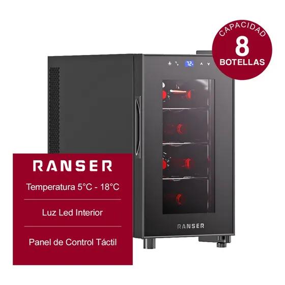 Cava Termoelectrica 8 Botellas Ranser Wc-1408 Bourdeaux 25lts 5°c y 18°c Negro