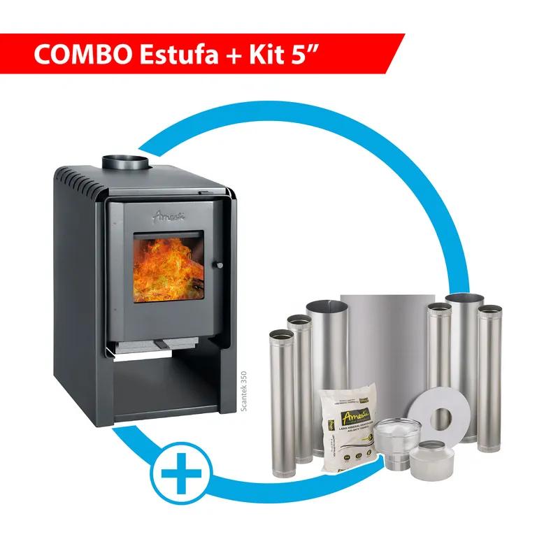 Estufa a leña 6000 Kcal/h Scantek 350 gris charcoal Amesti