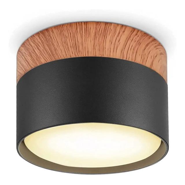 Panel LED Deco Sobrepuesto Madera 6W Negro Calido
