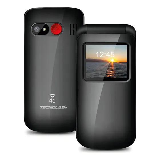 Telefono Celular Adulto Mayor 4g Tipo Almeja Tecnolab Tl038 Color Negro