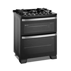 Cocina a Gas 5 Platos Electrolux Doble Horno, Parrillas Hierro Fundido y PerfectCook F5EDB Negra