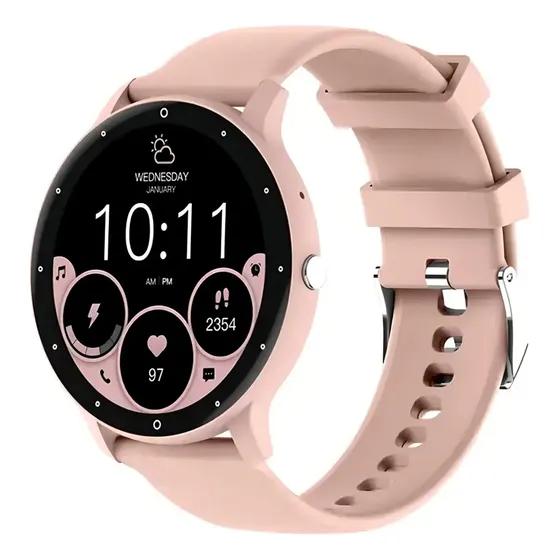 Reloj Smart Band Carga Usb Redondo Rosa